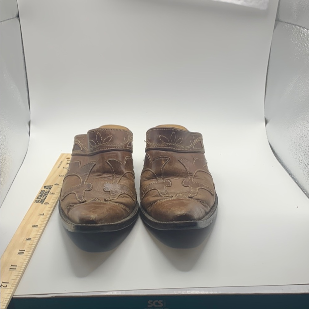 Durango Brown Heeled Mules Rustic Leather